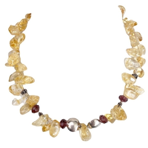 Citrine Tumbled Nugget Collar Necklace Artisan - Picture 1 of 15